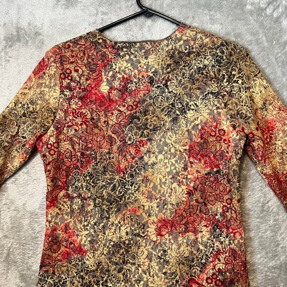 Vintage 90s Brocade Lace Floral Dress Whimsical Dark Fairy Cottagecore Sz Medium - Picture 9 of 11